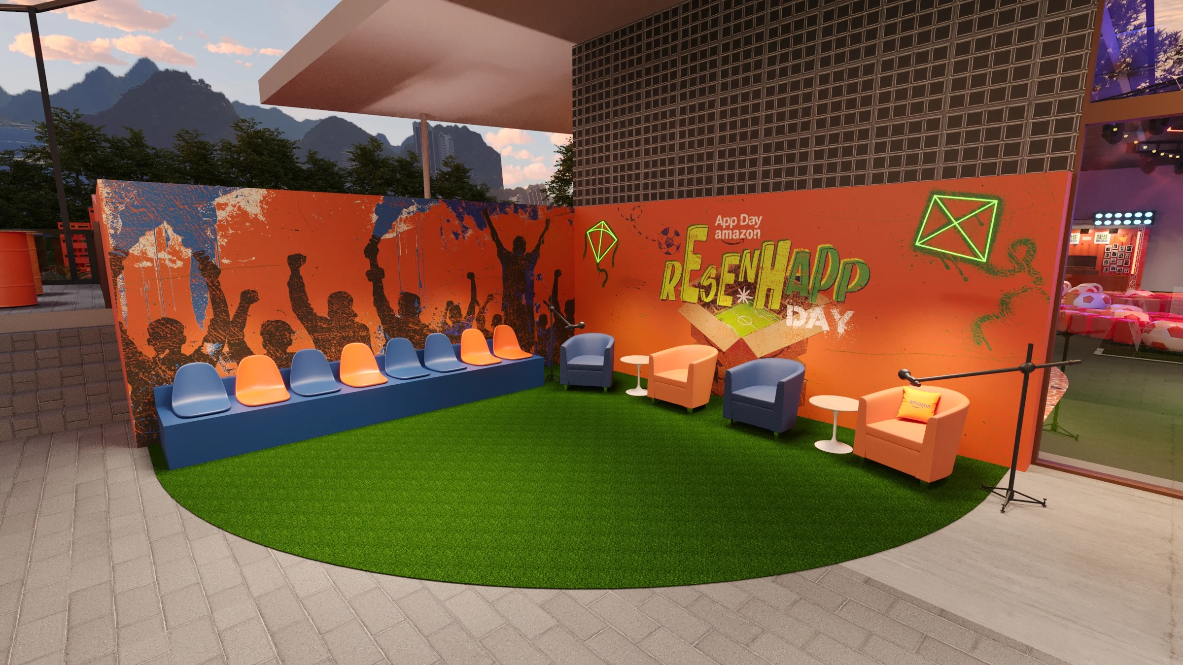 Creator community seating and Resenhapp social area