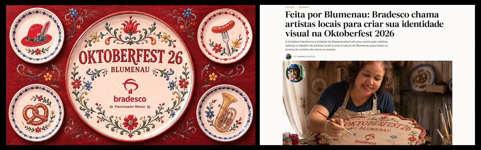 Editorial board combining the Bradesco Oktoberfest key visual with the local artists PR concept