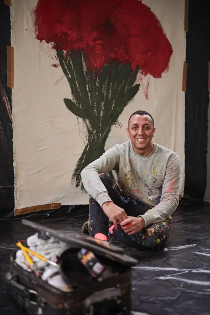 Local artist Diogo dos Santos in an art studio