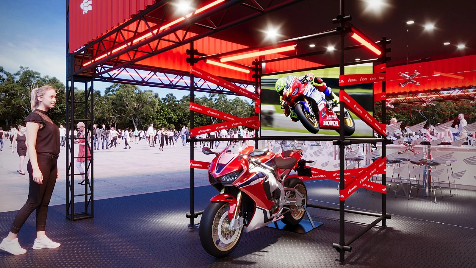 Honda product exhibition combining motorcycles and brand experiences