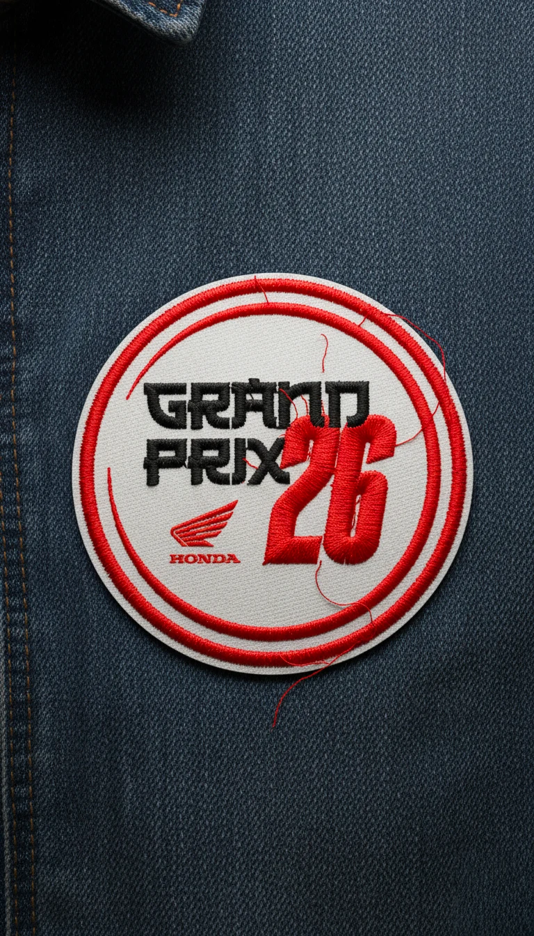 Honda MotoGP patch applied to denim