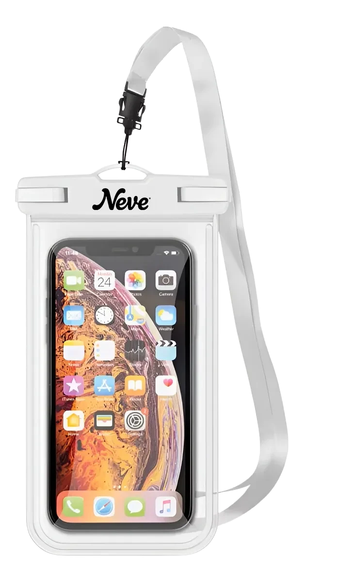 Neve branded waterproof phone pouch used at Lollapalooza