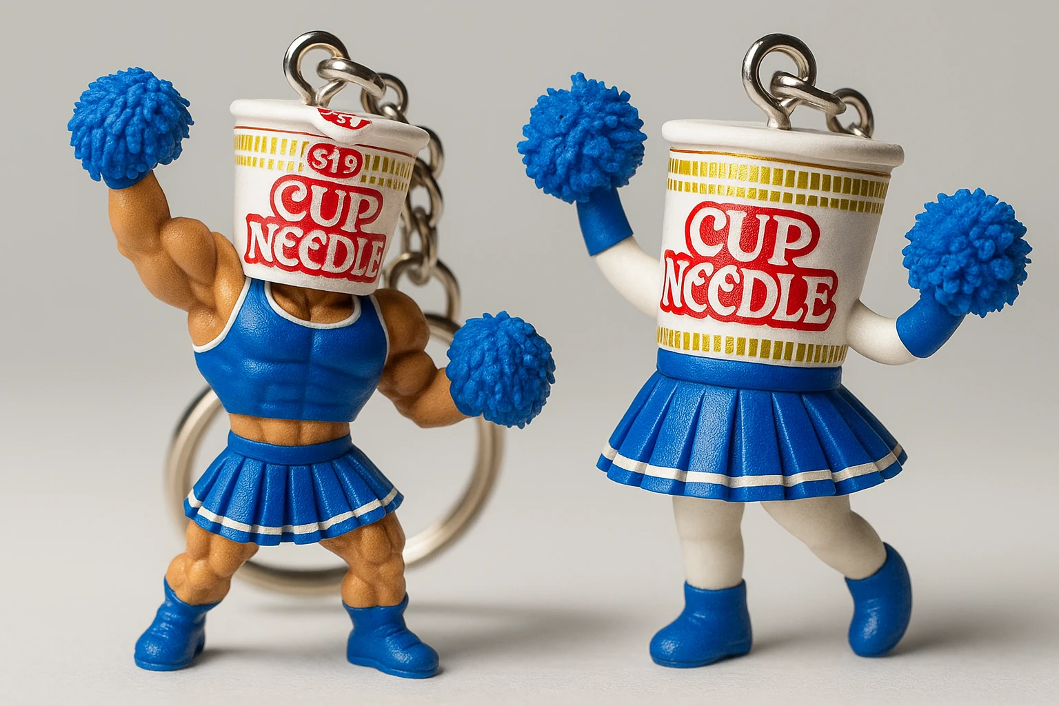 Three-dimensional Cup Noodles character keychains
