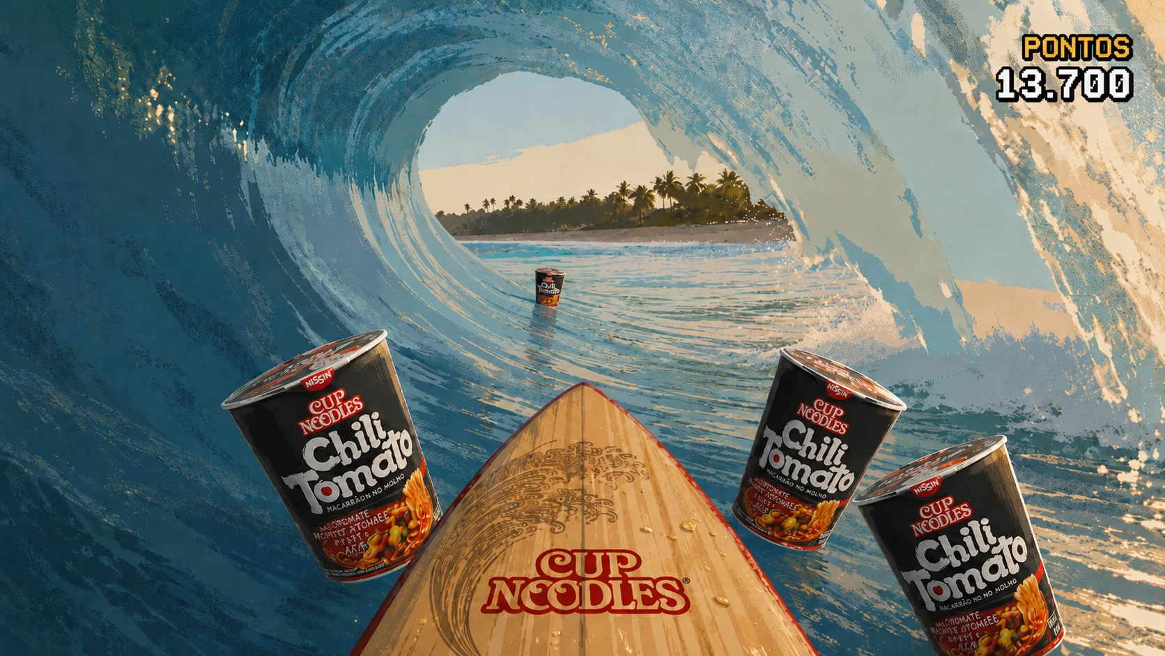 First-person gameplay from the Chilli Tomato Surf game