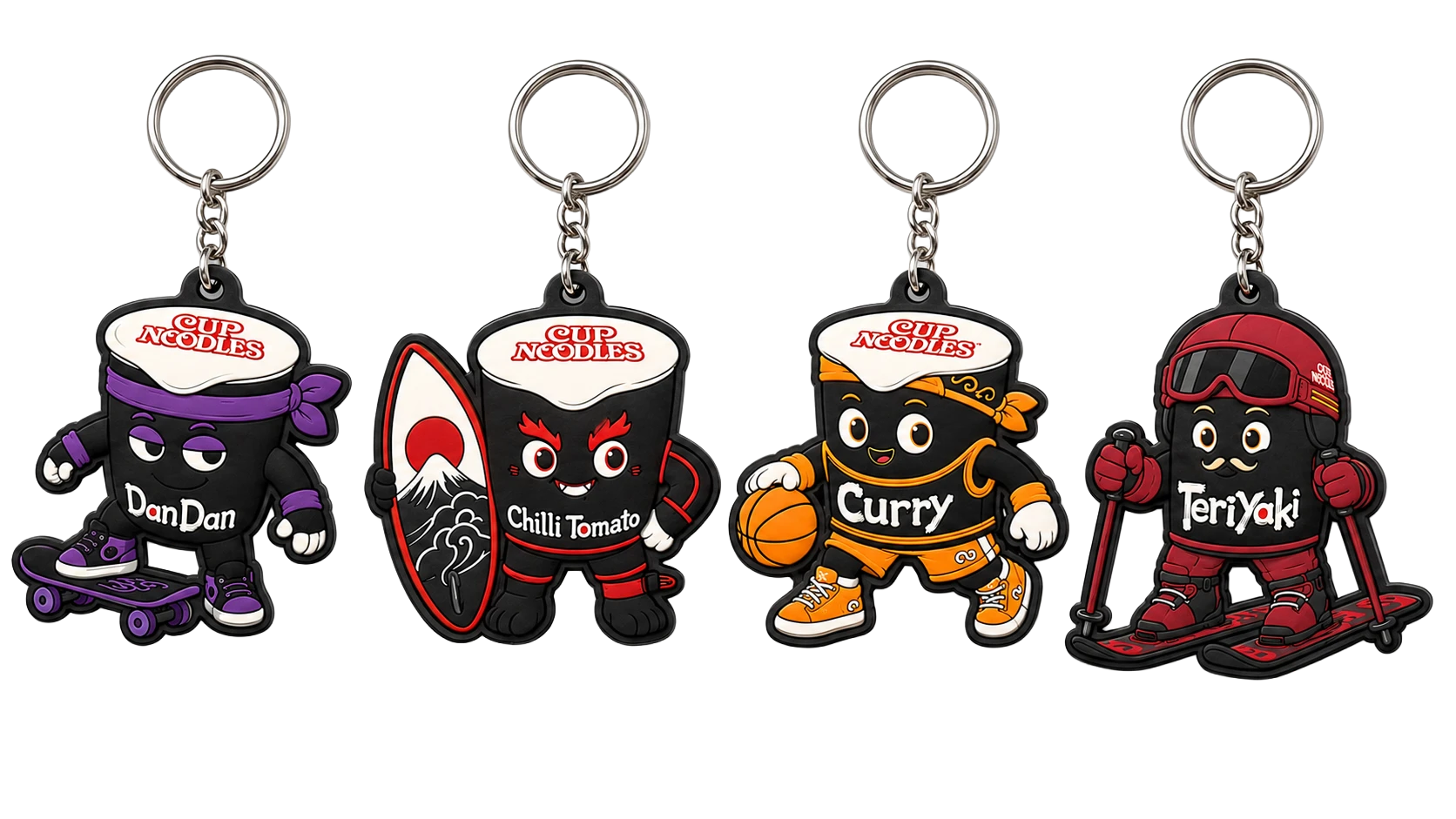 Cup Noodles sports character keychains