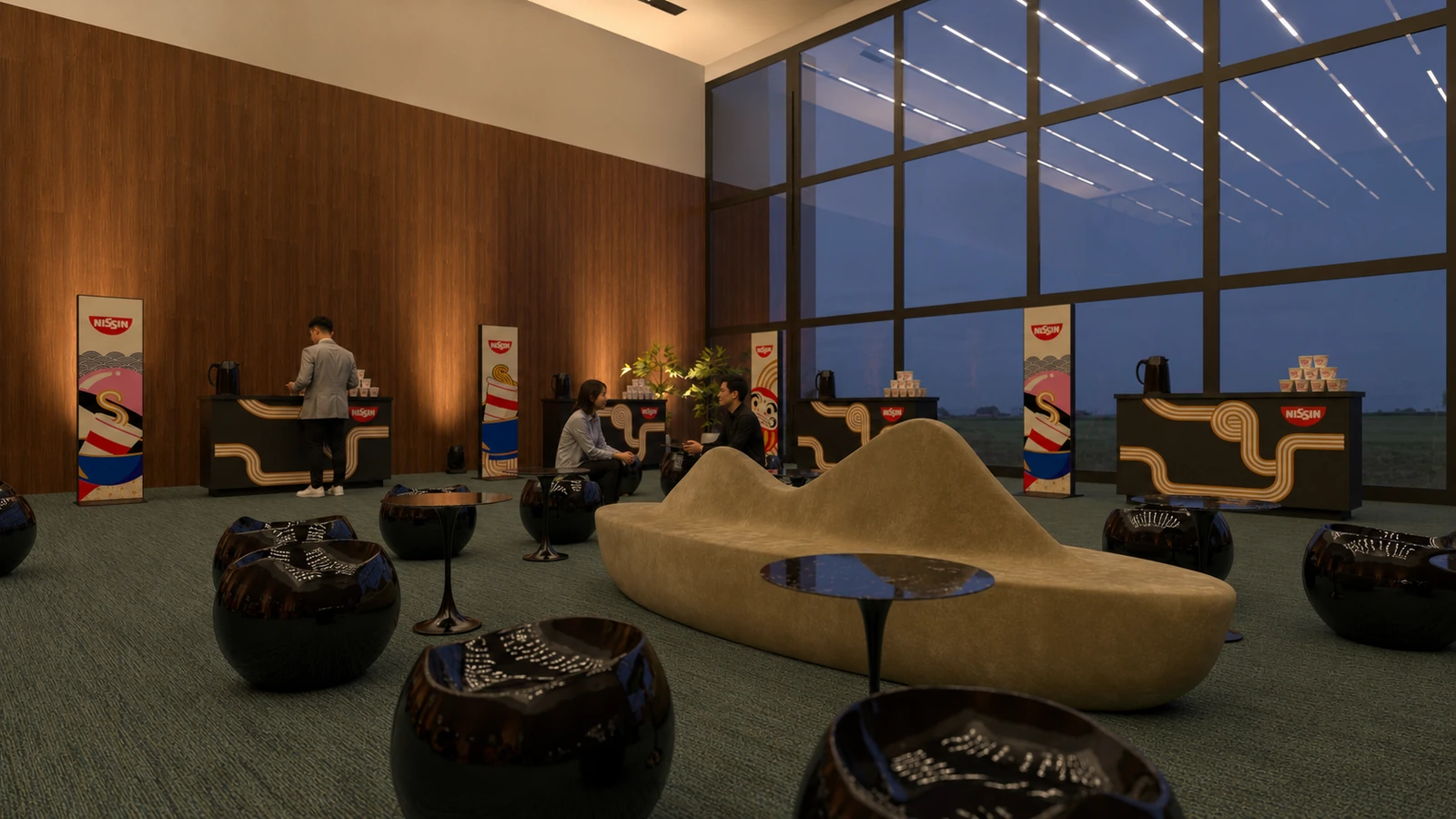 Nissin Tasting Experience stations and gathering area in the venue
