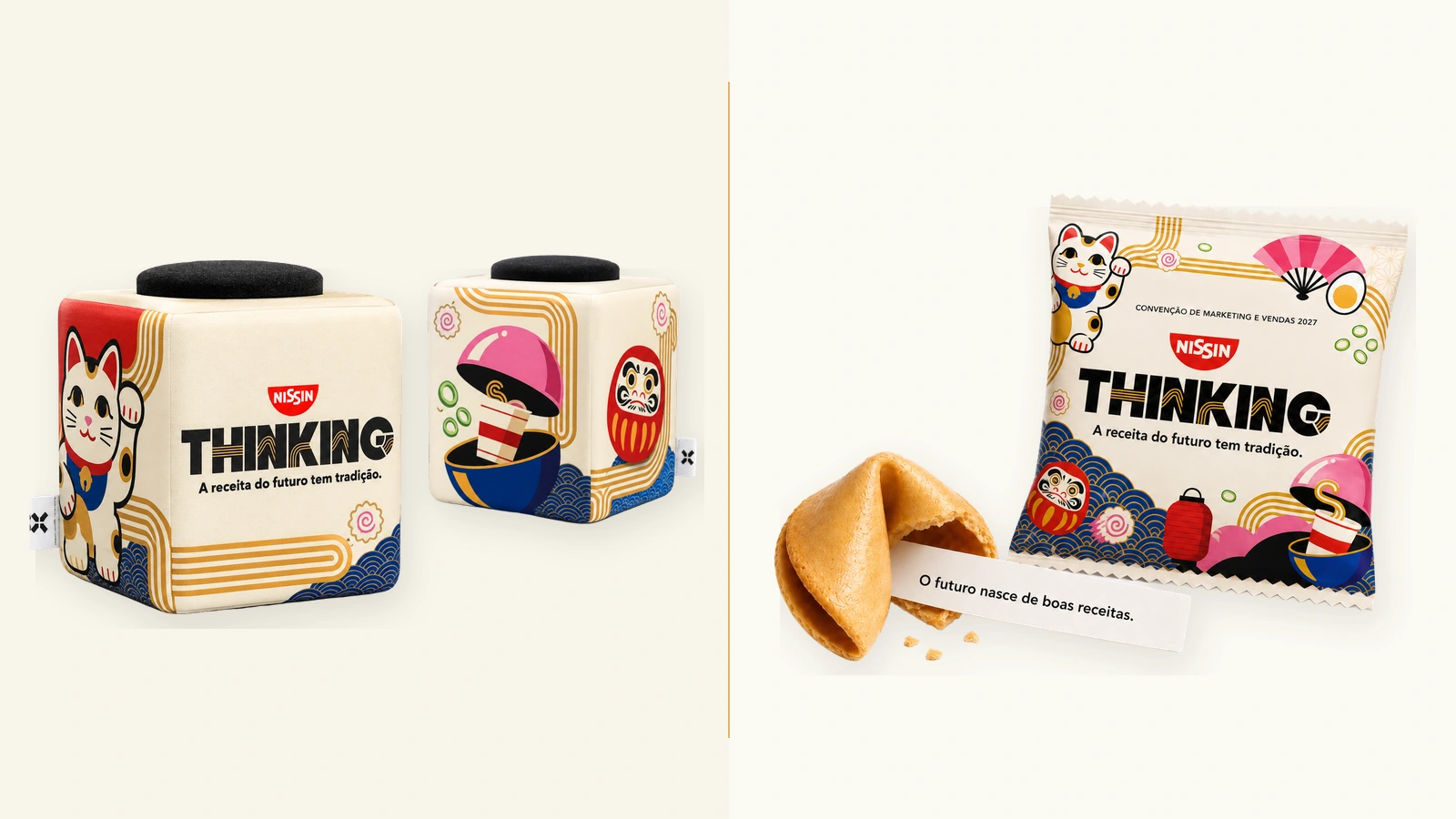 Nissin Thinking branded Catchbox and customized fortune cookie