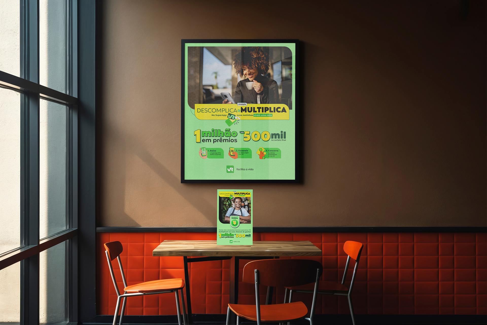 VR Descomplica & Multiplica campaign applied in a restaurant environment